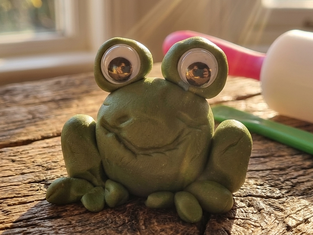 Child creating imaginative shapes with colourful playdough